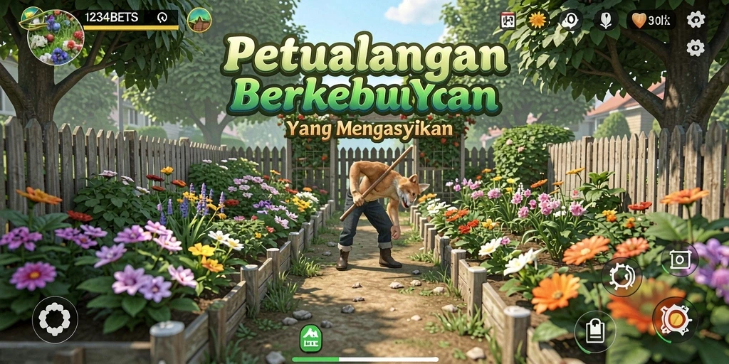 Tampilan utamanya menampilkan kebun yang indah dan penuh warna.