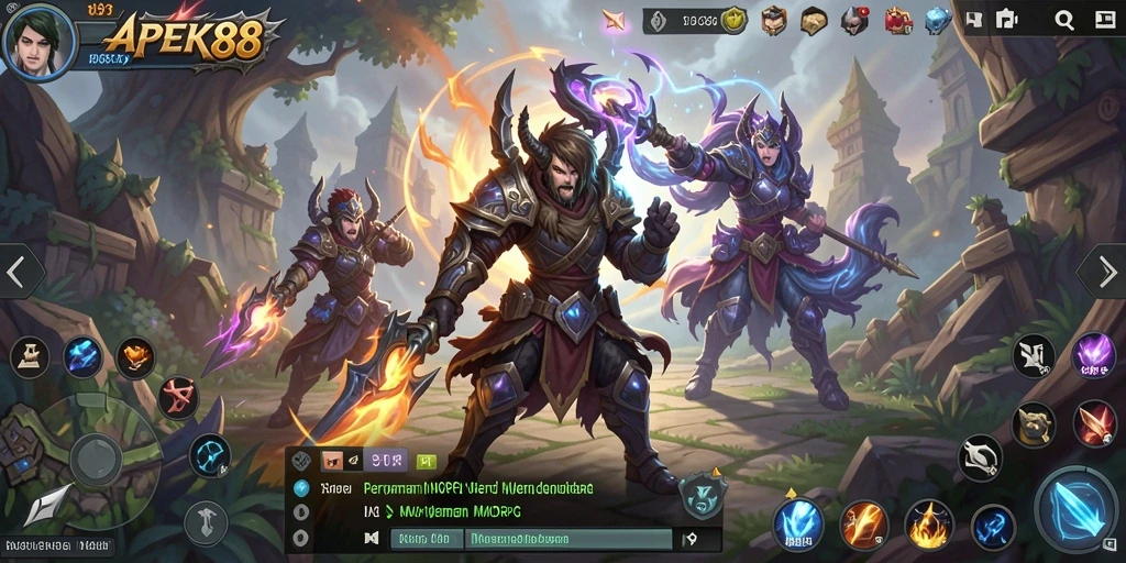 Screenshot gameplay APEK88 menampilkan pertarungan seru dalam dunia MMORPG.