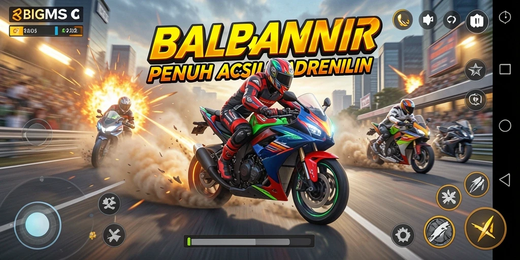 Gameplay balapan motor yang menegangkan dan seru.