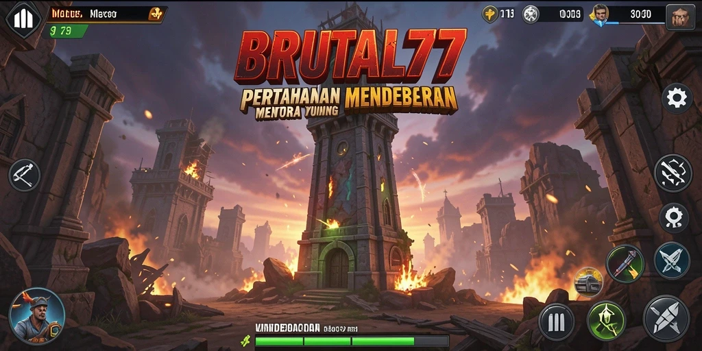 Screenshot BRUTAL77 menampilkan aksi menegangkan dalam Tower Defense.