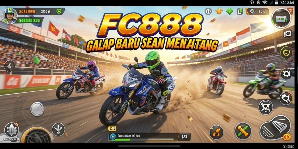 Tampilan gameplay FC888 menegangkan dengan aksi balapan yang mendebarkan.