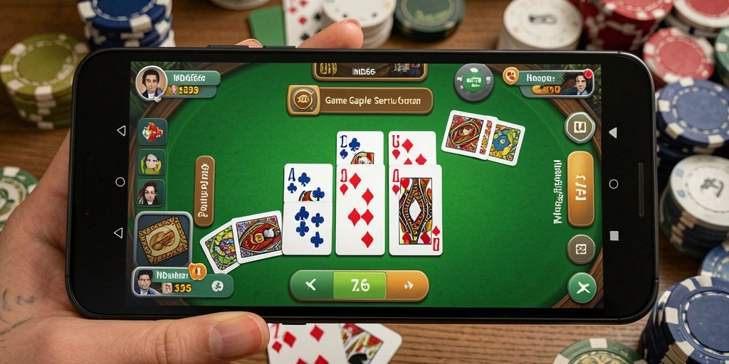 Screenshot gameplay IND666 menunjukkan aksi seru permainan Gaple.