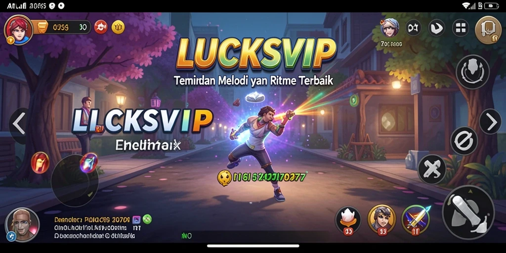 Tampilan utama gameplay LUCKSVIP dengan aksi musik yang dinamis.