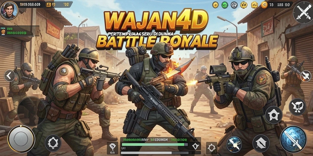 Tangkapan layar gameplay WAJAN4D menampilkan aksi seru pertempuran Battle Royale.